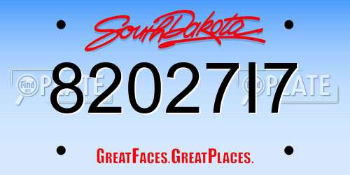 82027I7 South Dakota License Plate