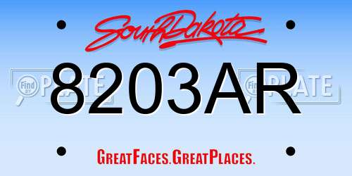 8203AR South Dakota License Plate