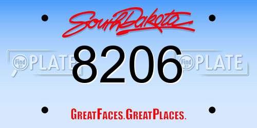 8206 South Dakota License Plate