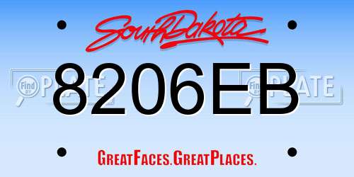 8206EB South Dakota License Plate