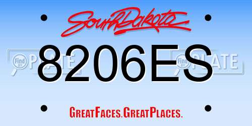 8206ES South Dakota License Plate