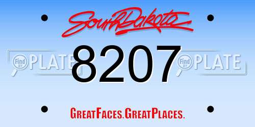 8207 South Dakota License Plate