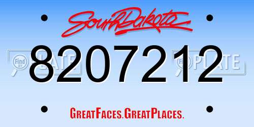 8207212 South Dakota License Plate