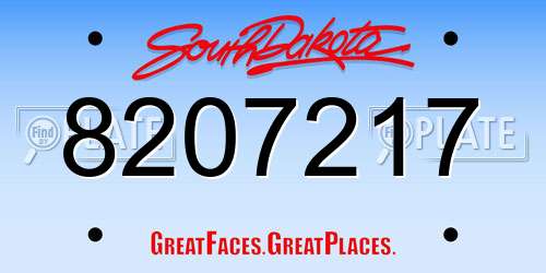 8207217 South Dakota License Plate