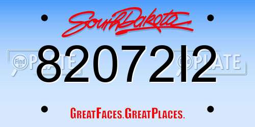 82072I2 South Dakota License Plate
