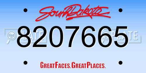 8207665 South Dakota License Plate