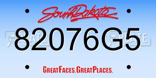 82076G5 South Dakota License Plate