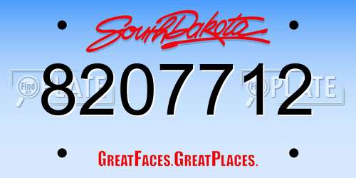 8207712 South Dakota License Plate