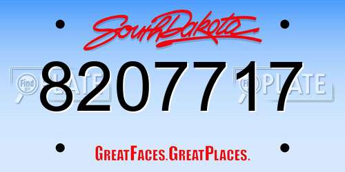 8207717 South Dakota License Plate