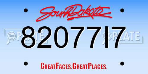82077I7 South Dakota License Plate