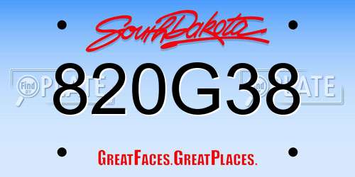 820G38 South Dakota License Plate