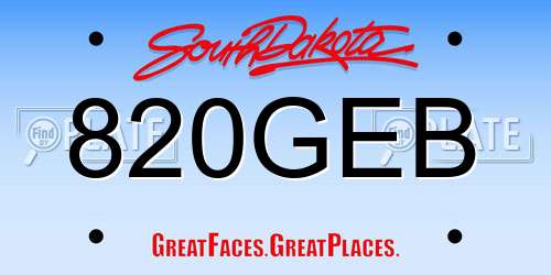 820GEB South Dakota License Plate