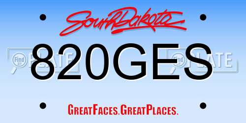 820GES South Dakota License Plate