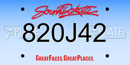 820J42 South Dakota License Plate