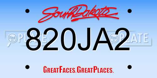 820JA2 South Dakota License Plate