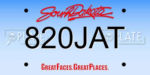 820JAT South Dakota License Plate