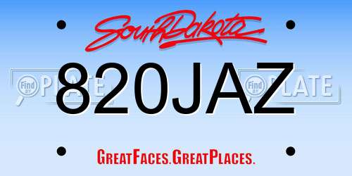 820JAZ South Dakota License Plate