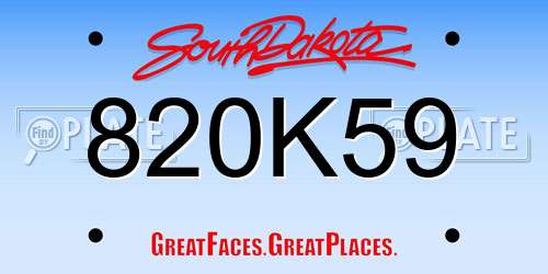 820K59 South Dakota License Plate