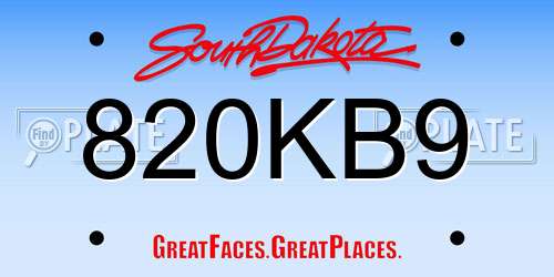 820KB9 South Dakota License Plate