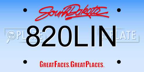 820LIN South Dakota License Plate