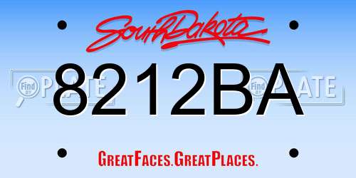 8212BA South Dakota License Plate