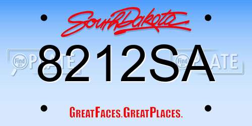 8212SA South Dakota License Plate