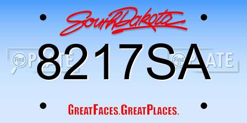 8217SA South Dakota License Plate