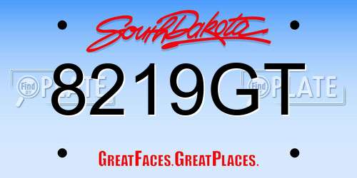 8219GT South Dakota License Plate