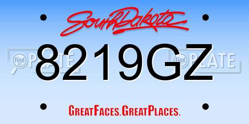 8219GZ South Dakota License Plate