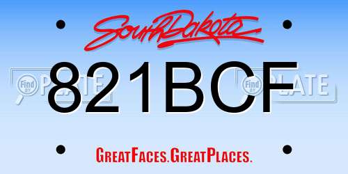 821BCF South Dakota License Plate