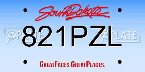 821PZL South Dakota License Plate
