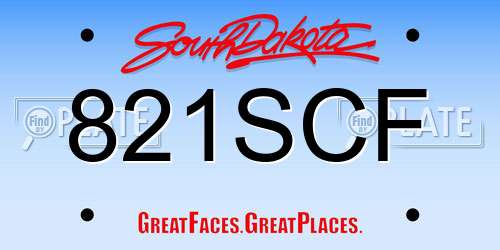 821SCF South Dakota License Plate