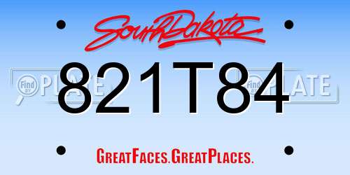 821T84 South Dakota License Plate