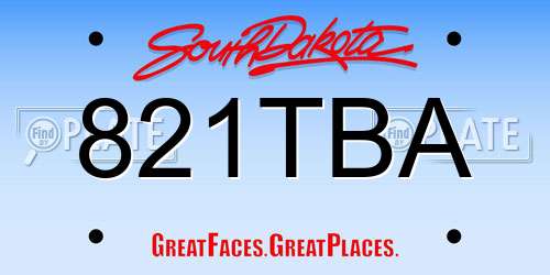 821TBA South Dakota License Plate