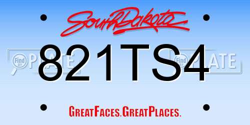 821TS4 South Dakota License Plate