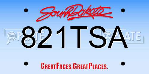 821TSA South Dakota License Plate