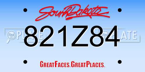 821Z84 South Dakota License Plate