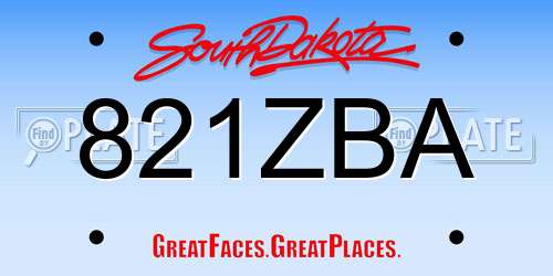 821ZBA South Dakota License Plate