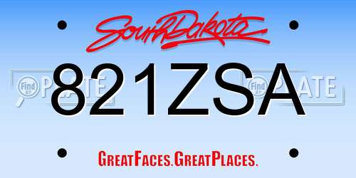 821ZSA South Dakota License Plate