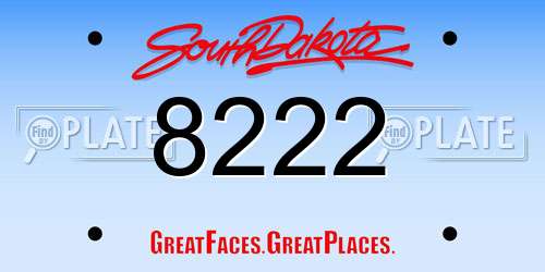 8222 South Dakota License Plate