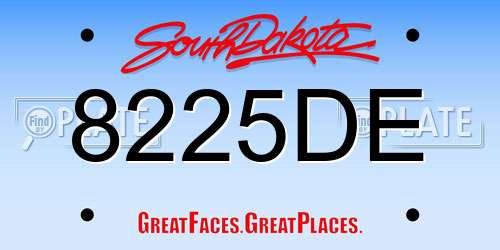 8225DE South Dakota License Plate