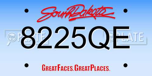 8225QE South Dakota License Plate