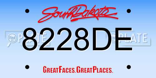 8228DE South Dakota License Plate