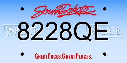 8228QE South Dakota License Plate