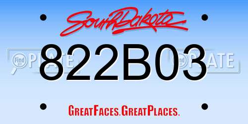 822B03 South Dakota License Plate