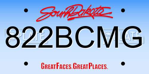 822BCMG South Dakota License Plate