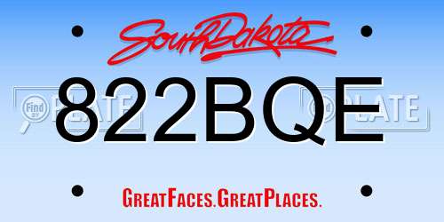 822BQE South Dakota License Plate