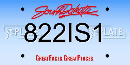 822IS1 South Dakota License Plate