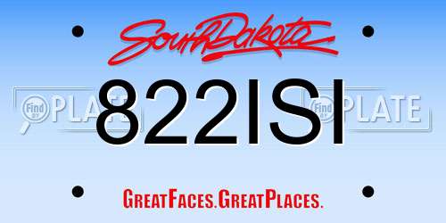 822ISI South Dakota License Plate