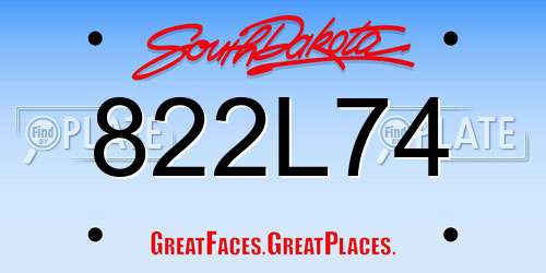 822L74 South Dakota License Plate